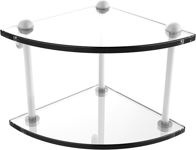 Allied Brass RC-3-WHM Two Tier Corner Glass Shelf, Matte White