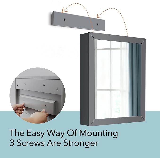 VANIRROR Bathroom Cabinet - Large Single Door 24x30 inchs Wall Cabinet Mirror Medicine Cabinet with Facial Tissues Slot and Multifunctional Storage Area
