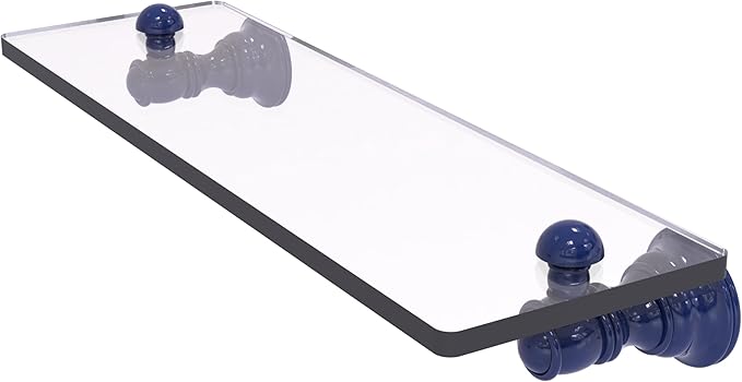 Allied Brass CL-1-16-MBL Carolina Collection 16 Inch Glass Shelf, Mediterranean Blue
