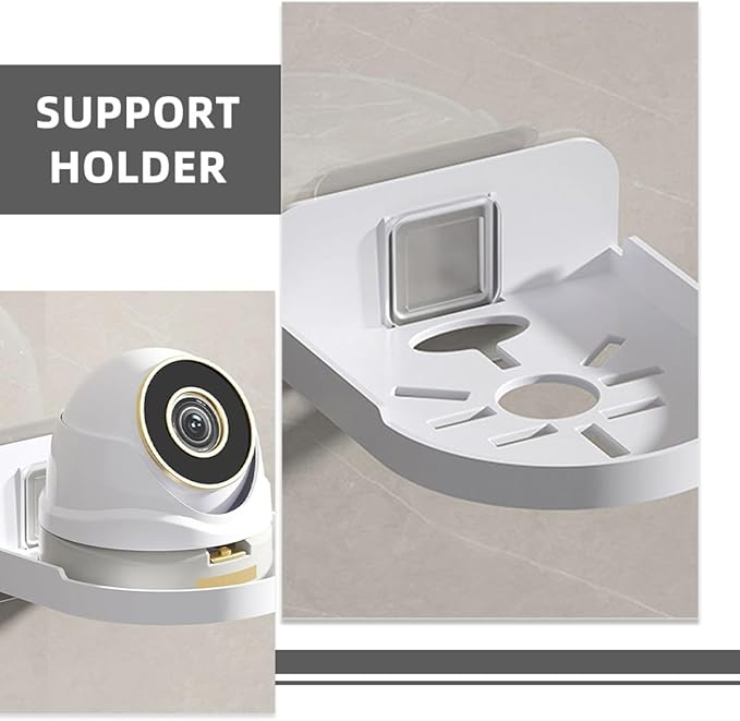 ARTIBETTER 2pcs No Drill Wall Mount Floating Shelf Security Holder Mini Storage Bracket -on Shelf for Bathroom Kitchen White