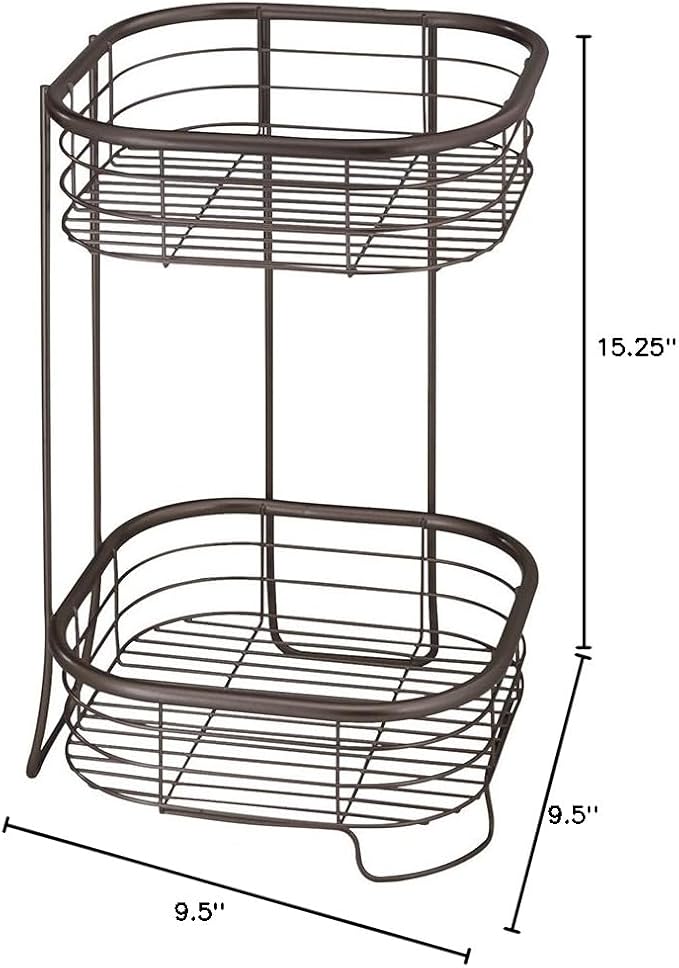 iDesign Forma Free Standing Bathroom or Shower Storage Shelves for Towels, Soap, Shampoo, Lotion, Accessories - 2 Tier, Bronze