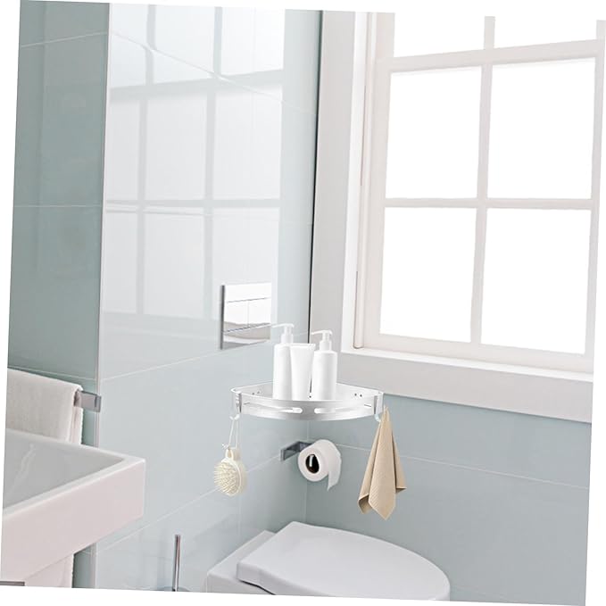 Wall-Mounted Storage Rack Aluminum Triangle Shelf Bathroom Kitchen Organizer Space-Saving Silver Holder for Shampoo Soap Towels