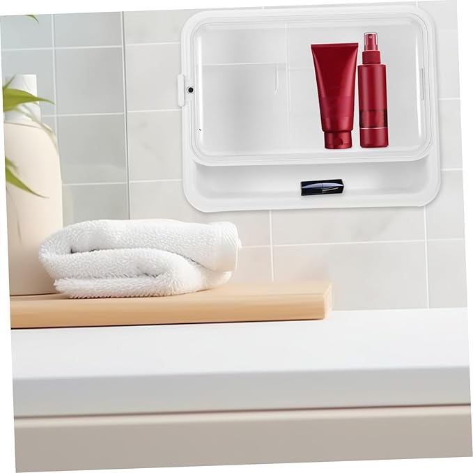 SOLUSTRE Wall Mounted Bathroom Shelf Multi-Layer Storage Organizer for Cosmetics and Essentials Durable White Design for Small Spaces Easy to Install Bathroom Decor Accessory