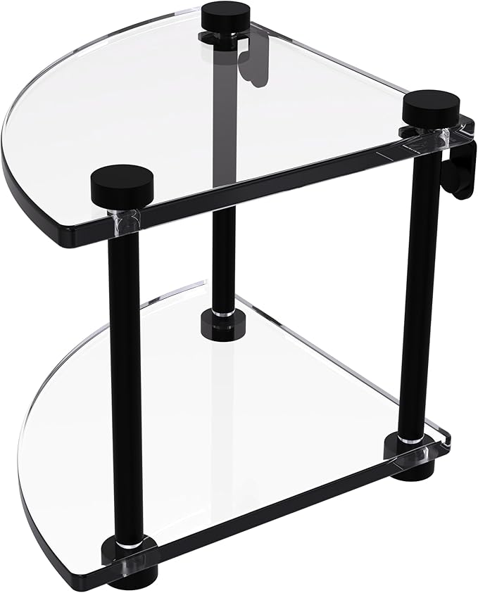 Allied Brass NS-3-BKM Two Tier Corner Glass Shelf, Matte Black