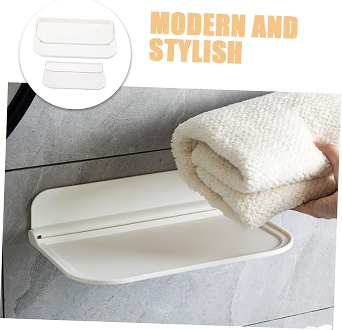 VALICLUD 2pcs Foldable Wall Shelves for Bathroom Space-Saving Storage Rack PP Material Compact Folding Stand Wall Mounted Organizer for Towels Soap Tissue Easy to Clean and Sturdy Design