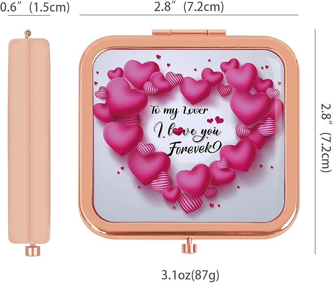 Compact Magnifying Makeup Mirror for Travel, Small Pocket Mirror-Handheld, Foldable & Portable 2-Sided with 2X Magnifying and 1X Mirror for Purses - Square 2.8 x 2.8 inch