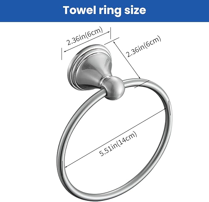 sagetta Bathroom Hand Towel Holder Towel Ring 5.55-Inch Bath Towel Ring Diameter Wall Mount Brushed Nickel