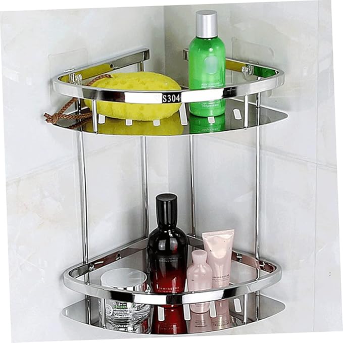 Ciieeo Bathroom Shelves Wall Mounted Storage Holder Stainless Steel Corner Shelf Triangle Storage Rack