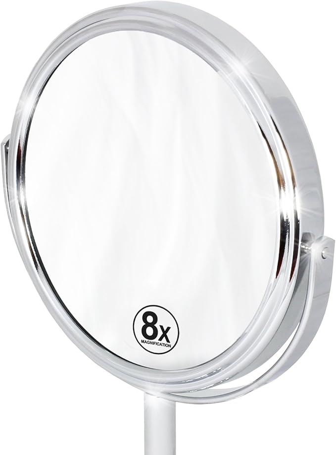 Deco Brothers Vanity Mirror with Stand 6-Inch Double Sided, 8X Magnification, Chrome