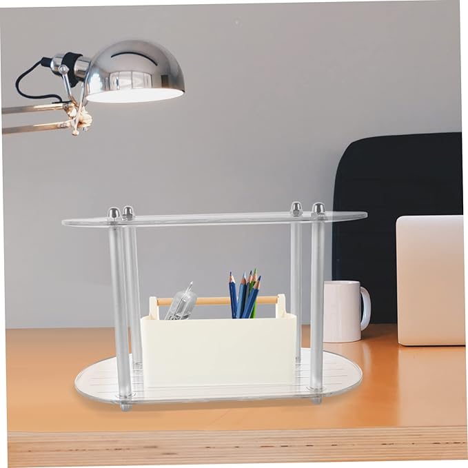 Healifty Stylish Multi Storage Rack for Cosmetics Removable Countertop Organizer Transparent Space Saving Display Shelf for Bathroom and Kitchen Compact Design for Tidy Living