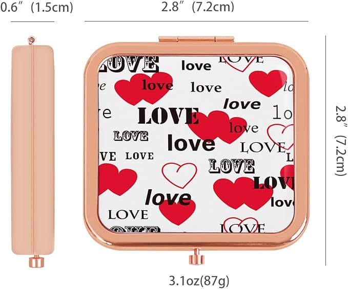Magnifying Compact Mirror for Purses with 2X 1x Magnification, Folding Mini Pocket Double Sided Travel Makeup Mirror, Perfect for Purse, Pocket Mirror for Gift Rose Gold