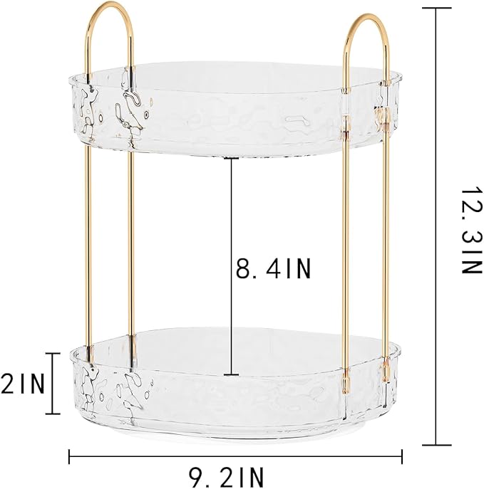 360° Rotating Makeup Organizer - Large Capacity Makeup Skincare Perfume Organizer Bathroom Organizer for Countertop Clear 2 Tier