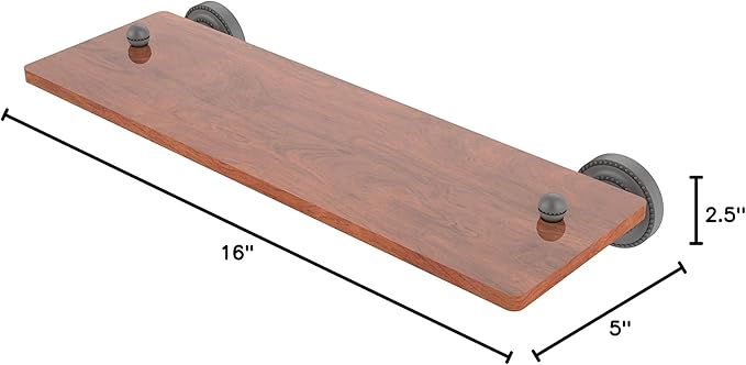 Allied Brass DT-1-16-IRW Dottingham Collection 16 Inch Solid IPE Ironwood Wood Shelf, Matte Gray