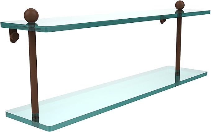 Allied Brass PR-2/22-ABZ 22 Inch Two Tiered Glass Shelf, 22-Inch, Antique Bronze