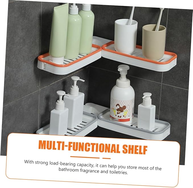 2pcs Foldable Corner Rack Bathroom Shelves Punch-Design Storage Rack Organizer Bins for Home