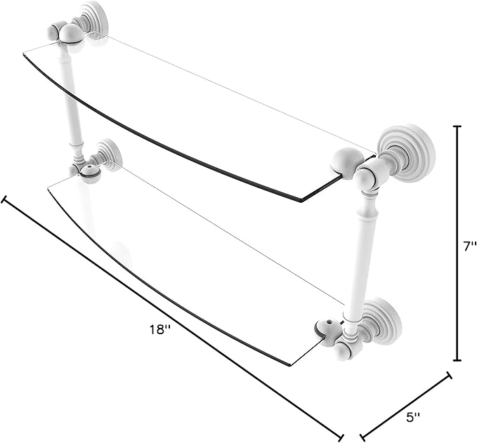 Allied Brass WP-34/18-WHM Waverly Place Collection 18 Inch Two Tiered Glass Shelf, Matte White