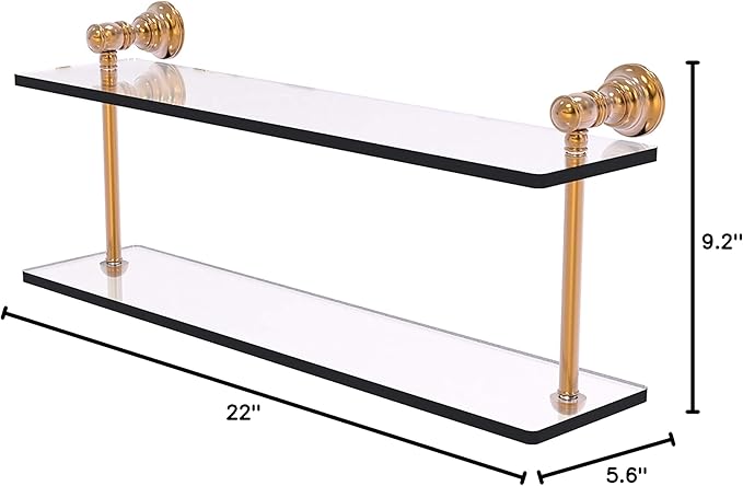 Allied Brass CL-2-22 Carolina Collection 22 Inch Two Tiered Glass Shelf, Brushed Bronze