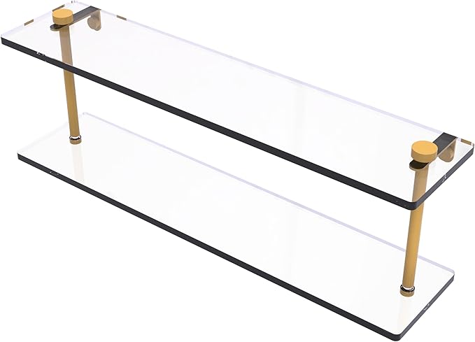 Allied Brass NS-2/22-SGL 22 Inch Two Tiered Glass Shelf, Spanish Gold