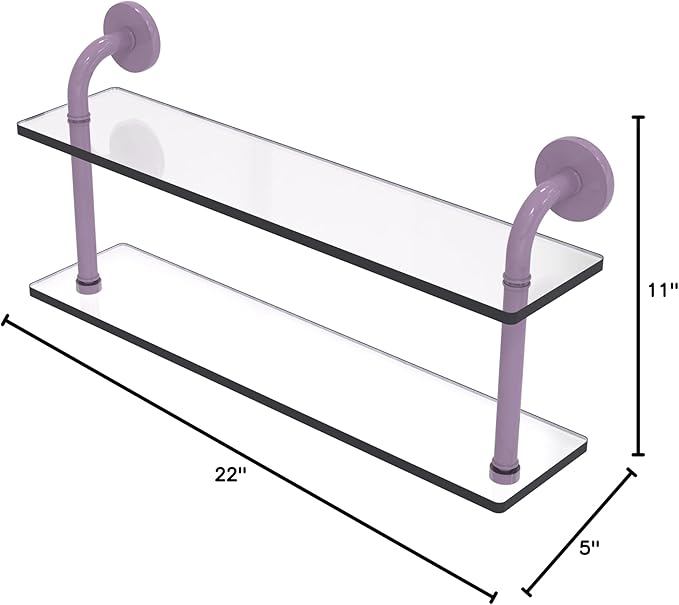 Allied Brass RM-2-22-LVN Remi Collection 22 Inch Two Tiered Glass Shelf, Lavender