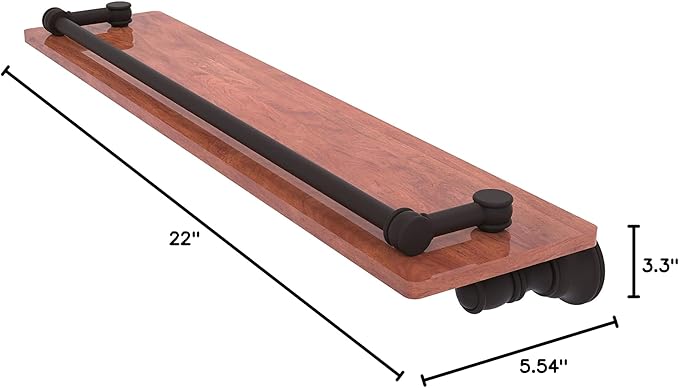 Allied Brass CL-1-22-GAL-IRW Carolina Collection 22 Inch Gallery Rail Wood Shelf, Oil Rubbed Bronze