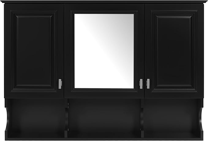Merax Bathroom Wall Cabinet with Mirror, Wall Mounted Medicine Cabinet with Adjustable Shelves and Open Spaces, 41" x 28" Mirrored Door Over The Toilet Bathroom Storage Cabinet