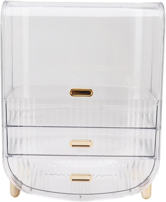 Eujgoov Makeup Storage Organizer with Drawers & Lid, Cosmetic Case for Countertop Bathroom – Ideal Gift for Women