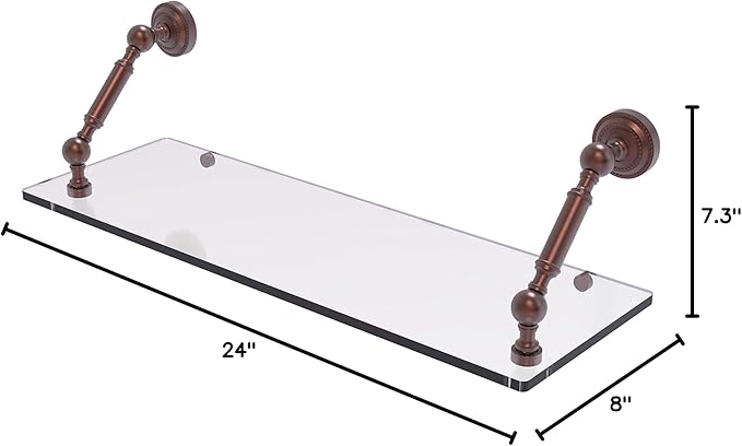 Allied Brass DT-1-24 Dottingham Collection 24 Inch Floating Glass Shelf, Antique Copper
