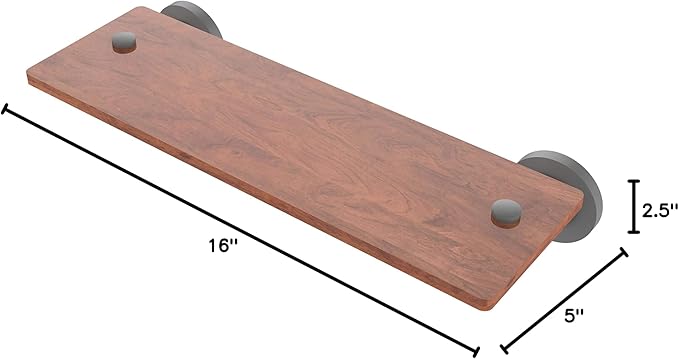 Allied Brass WS-1-16-IRW-GYM Washington Square Collection 16 Inch Solid IPE Ironwood Shelf, Matte Gray