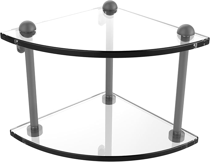 Allied Brass RC-3-GYM Two Tier Corner Glass Shelf, Matte Gray