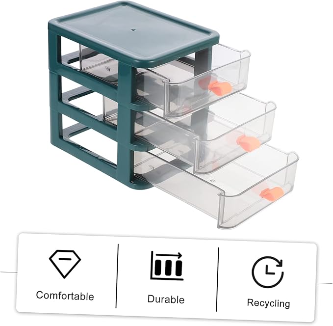 BESPORTBLE 1pc Desktop Organizer Mini Cosmetic Storage Box Gem Green Versatile Pp Sundries Holder for Office Bedroom and Bathroom
