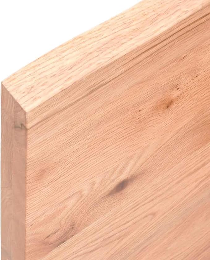 Light Brown Solid Oak Wood Bathroom Vanity Top 47.2"x23.6"x(0.8"-1.6") with Varnished Surface and Live Edge Handmade for Shelf or Desk