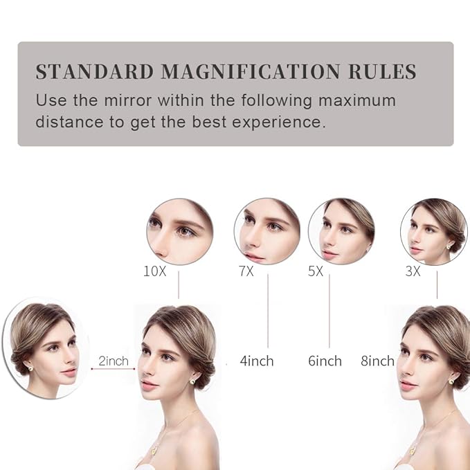 GURUN 8.5 Inch Magnifying Makeup Mirror with 3 Tones LED Lights Double Sided Vanity Mirror for Bathroom with 10X Magnification M1809DJ (Gold 10X)
