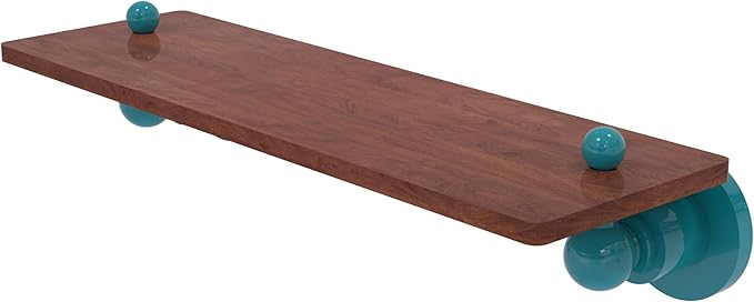 Allied Brass AP-1-16-IRW-GLT Astor Place Collection 16 Inch Solid IPE Ironwood Shelf, Glokzin Teal