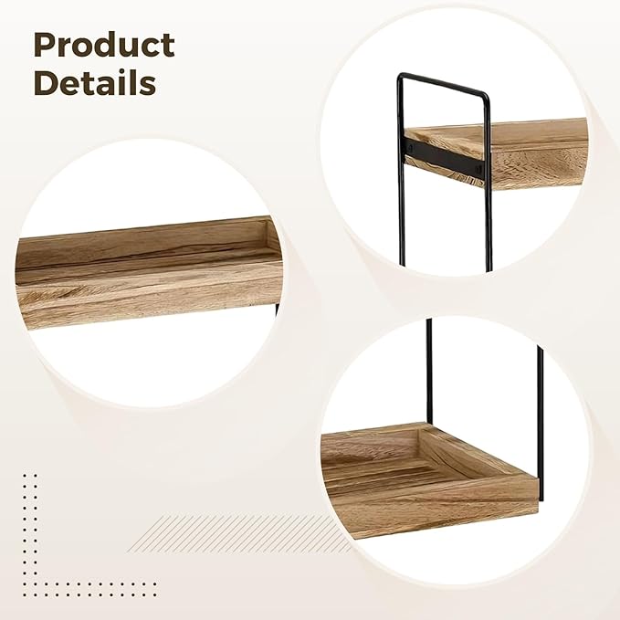 Counter Shelf, 3-Tier Wood & Metal Shelf, Bathroom Countertop Organizer, Vanity Organizers, Makeup Organizers for Bedroom, Bathroom, Kitchen, 6.7 X 13 X 17.3 in