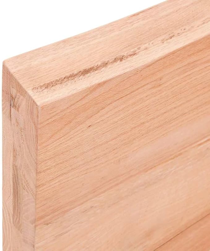 Light Brown Solid Oak Wood Bathroom Countertop 70.9"x23.6"x(0.8"-2.4") Treated Vanity Top with Live Edge Handmade for Shelf Desk Table