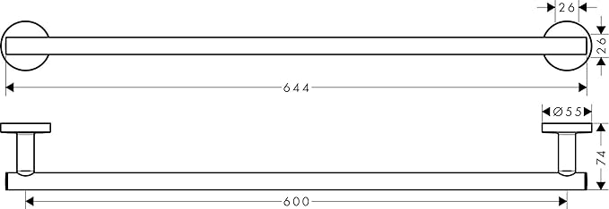 hansgrohe Towel_Bar, 24' 25-inch Modern Towel_Bar in Chrome, 41716000