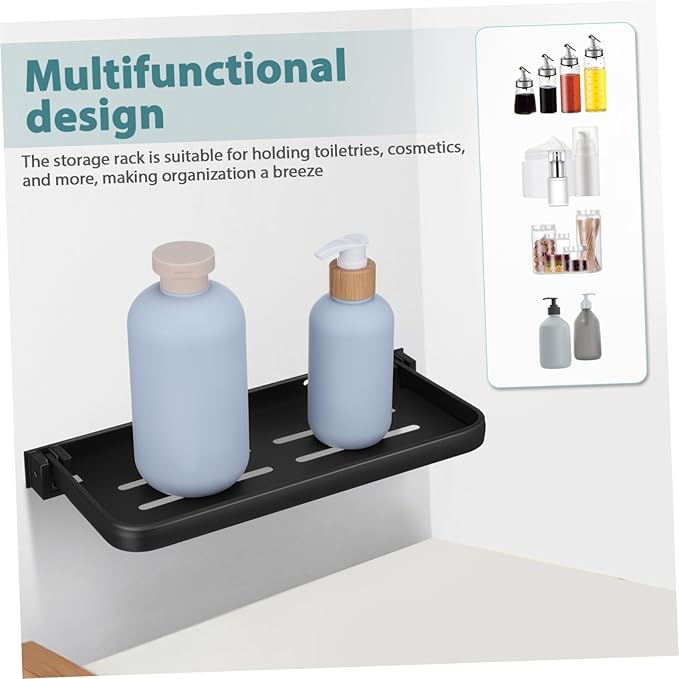 Folding Wall Shelf for Bathroom Space-Saving Metal Storage Rack Easy Installation Modern Design for Toiletries Cosmetics and More Laundry Room Kitchen
