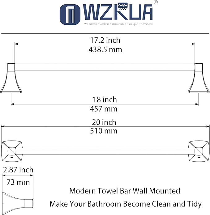 24 Inch Brushed Nickel Towel Bar Towel Rack for Bathroom Kitchen Hand Towel Holder Dish Cloths Hanger SUS304 Stainless Steel Rustproof Wall Mount