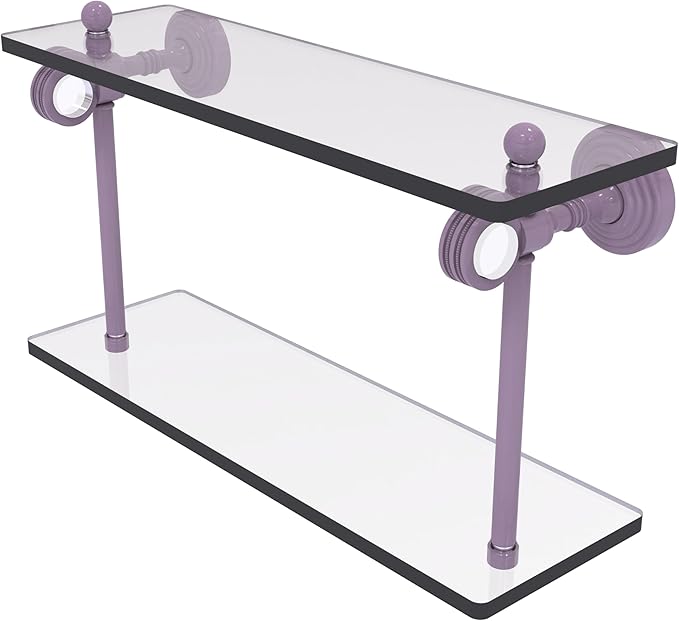 Allied Brass PG-2D-16-LVN Pacific Grove Collection 16 Inch Two Tiered Glass Shelf with Dotted Accents, Lavender