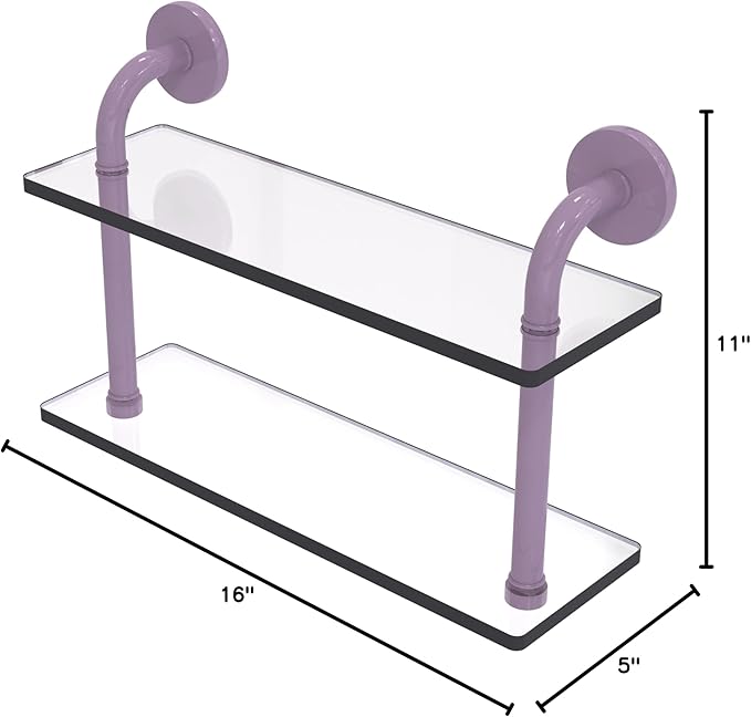 Allied Brass RM-2-16-LVN Remi Collection 16 Inch Two Tiered Glass Shelf, Lavender