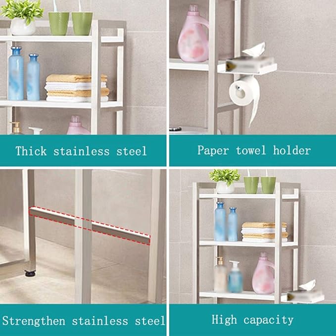 AGYH Bathroom Shelf Water and Rust-Proof Floor Stand Stainless Steel Toilet Frame (Size : 48 * 90 * 150cm)