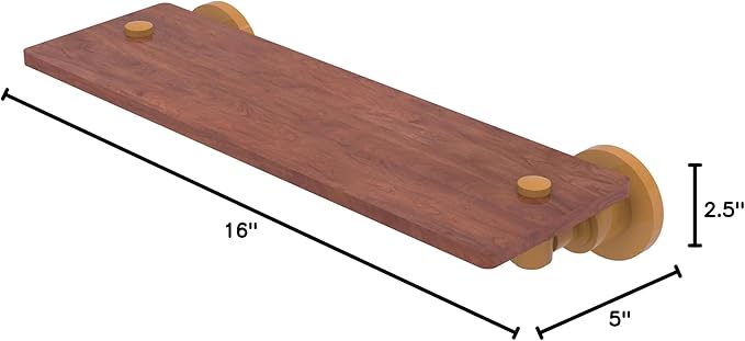 Allied Brass WS-1-16-IRW-GLY Washington Square Collection 16 Inch Solid IPE Ironwood Shelf, Golden Yellow