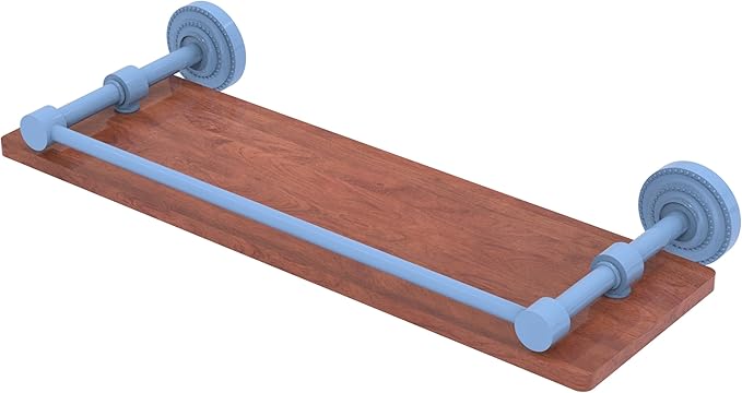 Allied Brass DT-1-16-GAL-IRW-FTB Dottingham Collection 16 Inch Solid IPE Ironwood Shelf with Gallery Rail, Flat Troll Blue