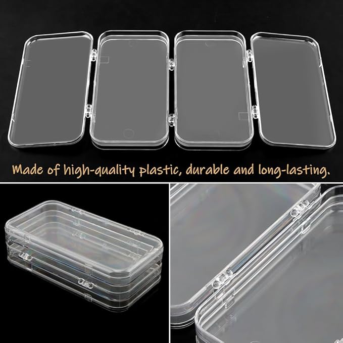 Tri-Fold Portable Press on Nail Storage Box, 4-Page Clear Press on Nails Organizer Box with 30 Pcs Adhesive Double Sided Tape, Clear PET Plastic Travel Holder