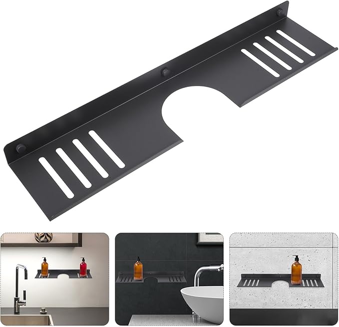 TOYANDONA Sink Bathroom Shelf Organizer 50cm Gunmetal U-Shaped No-Drill Wall-Mounted Bathroom Sink Tray Storage and Counter Organization