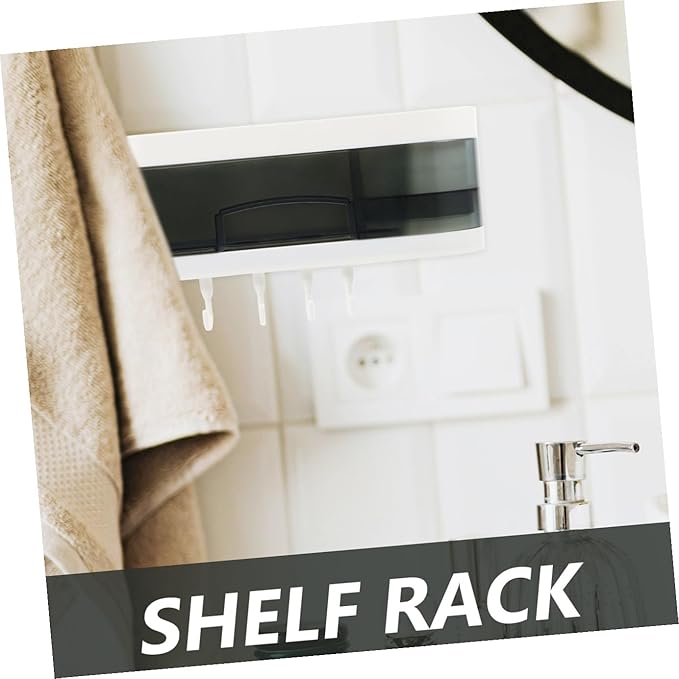 PRETYZOOM Wall Mounted Bathroom Shelf Storage Rack Plastic Wall Shelves with Hooks Multifunctional Kitchen Organizer for Home Random Color