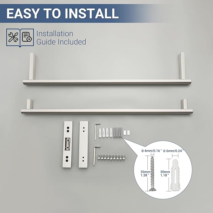 SAYAYO Double Towel Bar for Bathroom, 24 Inch Brushed Nickel Bath Towel Rack Towel Holder Wall Mounted, SUS304 Stainless Steel