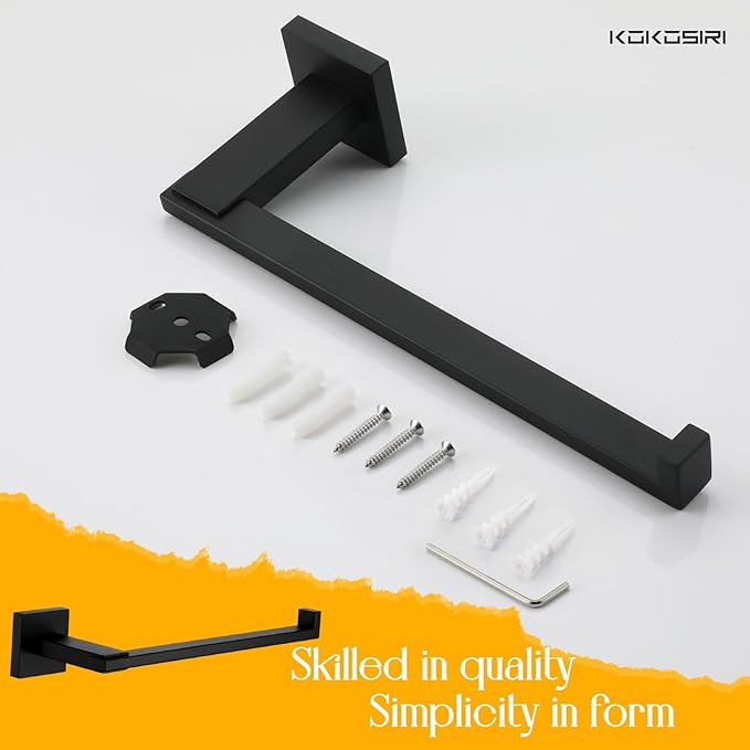 KOKOSIRI Towel Bar Matte Black Bathroom Towel Rack Holder Wall Mount Hand Towel Hanger for Bathroom Organization, Heavy Duty Stainless Steel B3006BK