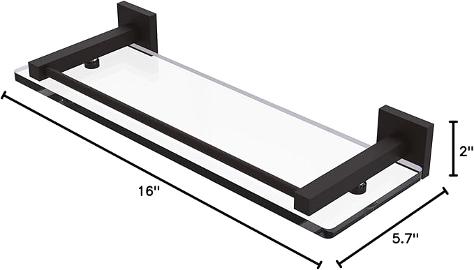 Allied Brass MT-1-16-GAL Montero Collection 16 Inch Gallery Rail Glass Shelf, Oil Rubbed Bronze