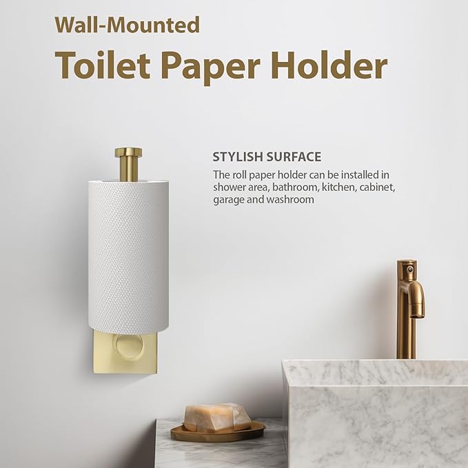 Bathroom Accessories Set Brushed Gold Towel bar Set, 4 piece Towel Rack Set Towel bar for Bathroom wall Mounted Durable 24 inch Towel bar Robe Hook Towel Ring Toilet Paper Holder